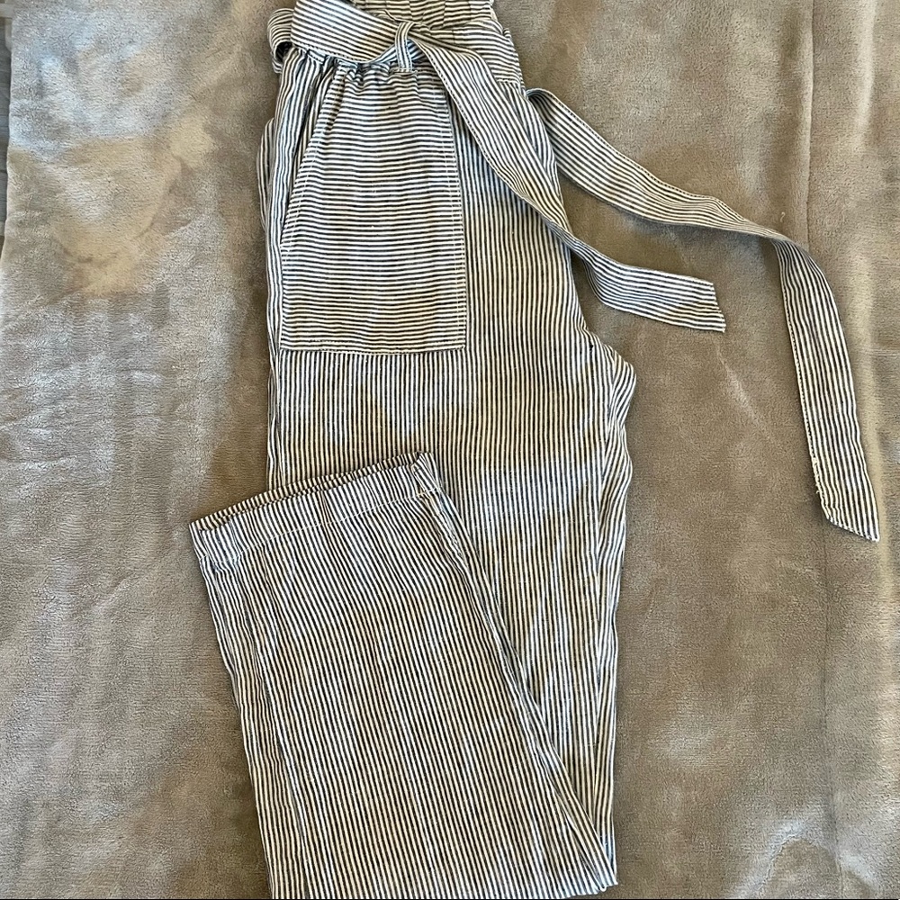 C&C California Straight Striped Linen Pants Size Small - Picture 2 of 6
